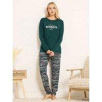 Long Tall Sally Sunday Fairisle Pyjama Set - Green