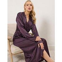 Long Tall Sally Maxi Satin Robe - Red
