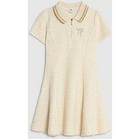 River Island Older Girls Boucle Bow Polo Dress - Cream