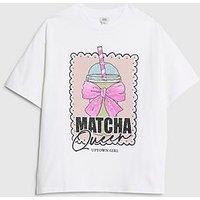 River Island Older Girls Matcha Queen T-Shirt - White