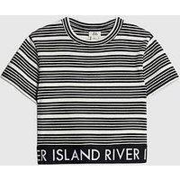 River Island Older Girls Stripe Waistband Top - Black