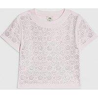 River Island Older Girls Diamante Embellished T-Shirt - Pink