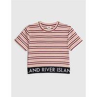 River Island Older Girls Stripe Waistband Top - Pink