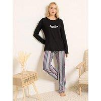 Long Tall Sally Coffee Club Pyjama Set - Black