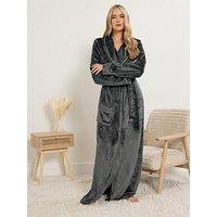 Long Tall Sally Ribbon Shawl Maxi Robe - Grey