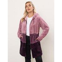 Yours Curve Colour Block Tunic Fleece - Pink