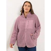 Yours Curve Borg Nylon Pocket Fleece - Pink