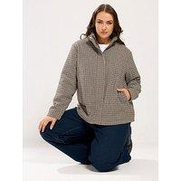 Yours Curve Checked Jacket - Black