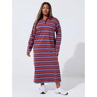 Yours Curve Stripe Collar Dress - Red