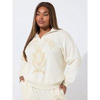 Yours Curve New York Half Zip Sweatshirt - Natural