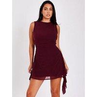 Quiz Dark Red Frill Mini Dress