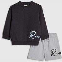 River Island Mini Mb Crew Short Set - Navy