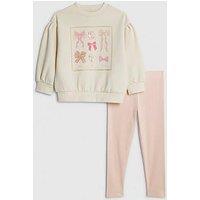 River Island Mini Girls Bow Box Sweatshirt Set - Cream