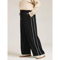 Yours Curve Side Stripe Pull On Trouser - Black