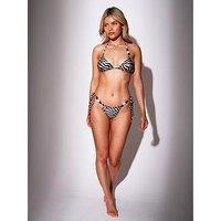South Beach Zebra Print Bead Detail Triangle Bikini Top - Multi