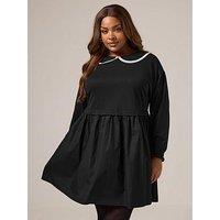 Yours Curve Poplin Jumper Dress - Black