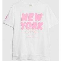 River Island Older Girls New York T-Shirt - White