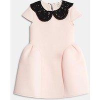 River Island Mini Mini Girls Collar Lace Bow Back Dress - Light Pink