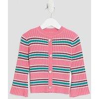 River Island Mini Girls Knitted Striped Cardigan - Pink