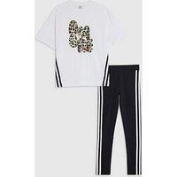 River Island Older Girls Leopard Amore T-Shirt Set - White