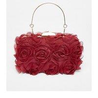 Quiz Dark Red Organza Rose Box Bag