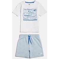 New Balance Junior Boys Greatest Hits Graphic T-Shirt And Short Set - Blue/White