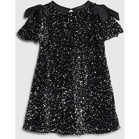 River Island Older Girls Sequin Bow Dress - Black