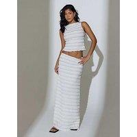 South Beach Textured Frill Maxi Skirt - Mono