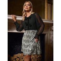 Yours Curve Sequin Skirt - Grey