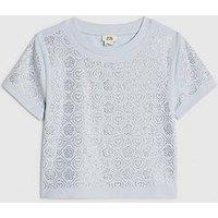 River Island Older Girls Diamante Embellished T-Shirt - Blue