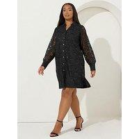 Yours Curve Lace Shirt Dress - Black