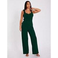 Quiz Bottle Green Floral Strap Jumpsuit