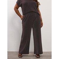 Yours Curve Lurex Wide Leg Trouser - Black