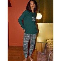Pixiegirl Petite Lets Get Cosy Pyjama Set - Green