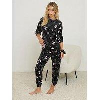 Pixiegirl Petite Fleece Bows Hearts Pj Set - Black