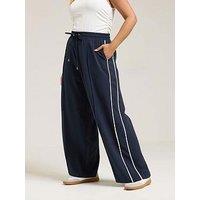 Yours Curve Side Stripe Pull On Trouser - Blue