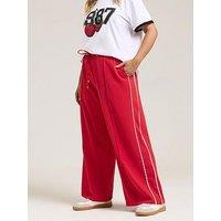 Yours Curve Side Stripe Pull On Trouser - Red