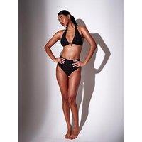 South Beach Sunburst Metallic Crinkle High Waist Brief- Black