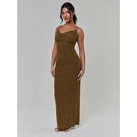 South Beach Textured Cowl Neck Maxi Dress - Khaki