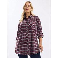 Yours Curve Boyfriend Check Shirt - Red