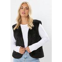 Yours Curve Feather Fleece Gilet - Black