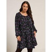 Yours Curve Tie Front Dress - Purple