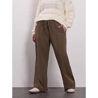 Yours Curve Seam Front Straight Leg Trouser - Brown