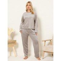 Yours Curve Super Luxe Embossed Lounge Set - Natural