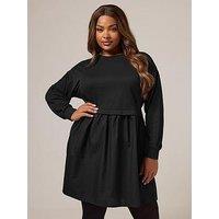 Yours Curve Poplin Jumper Dress - Black