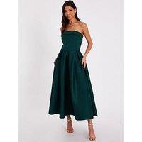 Quiz Bottle Green Bandeau Skater Dress