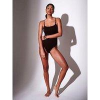 South Beach Crinkle Swimsuit Bead Strap - Brown