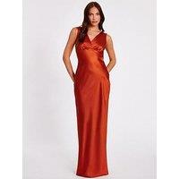 Quiz Rust Satin Cowl Back Maxi Dress