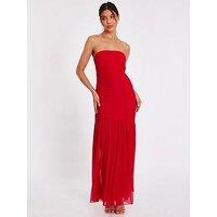 Quiz Red Mesh Bandeau Midaxi Dress
