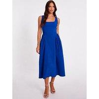 Quiz Royal Blue Gathered Side Midi Dress
